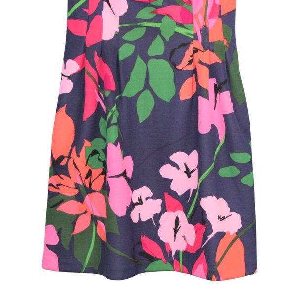 Vince Camuto 6 Floral Sleeveless Navy Blue Pink Fit & Flare Pockets Mini Dress - Picture 5 of 13